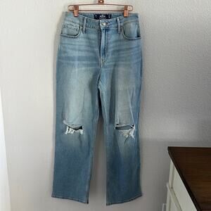 Hollister Ultra High Rise Dad Jean Distressed Denim Jeans W27 L29 5S